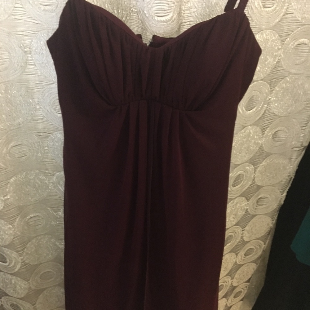 Beautiful Burgundy, mid to knee length dress.